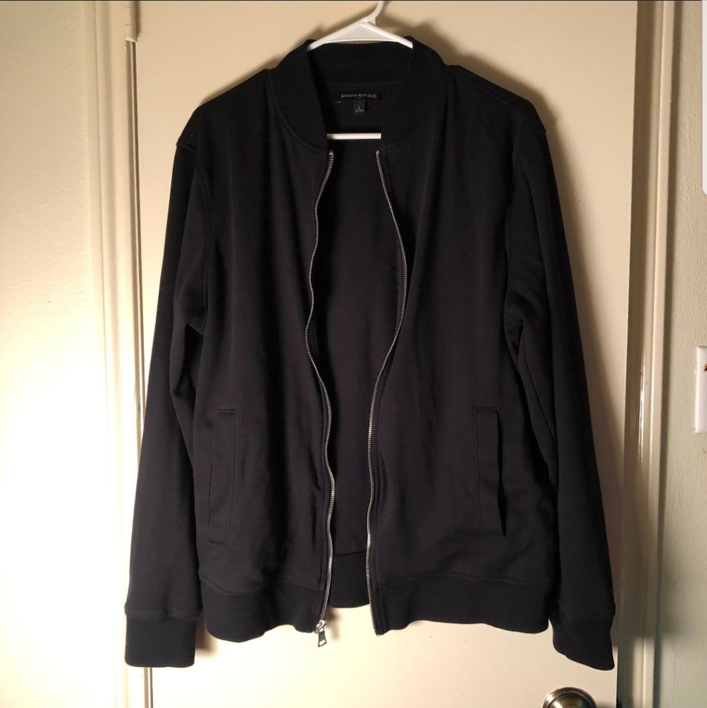 Banana Republic large black bomber jacket